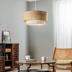 Pendellamper|Pendellamper ^ Duolla Hængelampe Boho jute naturbrun Ø45cm 1 lyskilde