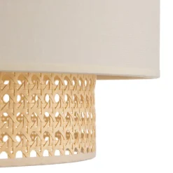 Duolla Pendellamper > Hængelampe Boho, 2 lyskilder, tekstil, creme-hvid/rattan