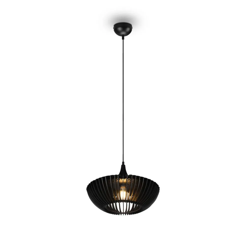 Trio Lighting Pendellamper > Hængelampe Colino af trælameller, sort