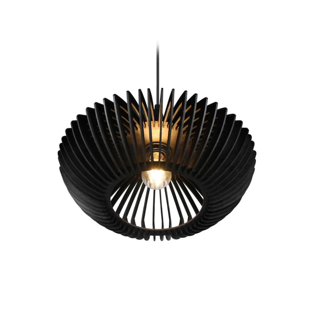 Trio Lighting Pendellamper > Hængelampe Colino af trælameller, sort
