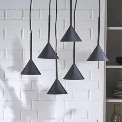 TK Lighting Pendellamper > Hængelampe Cono Mini, 6 lyskilder, sort, E27