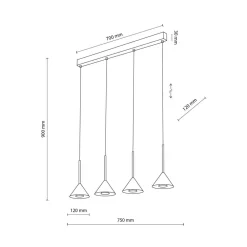 TK Lighting Pendellamper|Pendellamper > Hængelampe Cono Mini, 4 lyskilder, sort, E27