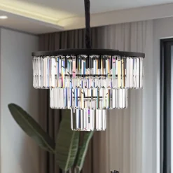 Nowodvorski Lighting Pendellamper|Pendellamper > Hængelampe Cristal, transparent/sort, Ø 56 cm