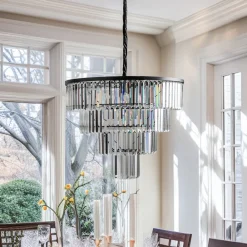 Nowodvorski Lighting Pendellamper|Pendellamper > Hængelampe Cristal, transparent/sort, Ø 71 cm