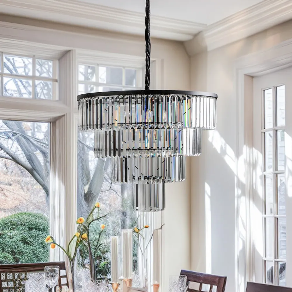 Nowodvorski Lighting Pendellamper|Pendellamper > Hængelampe Cristal, transparent/sort, Ø 71 cm
