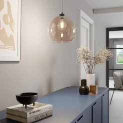 TK Lighting Pendellamper|Pendellamper > Hængelampe Cubus, rav, glas, Ø 30 cm, E27