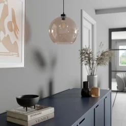 TK Lighting Pendellamper|Pendellamper > Hængelampe Cubus, rav, glas, Ø 30 cm, E27