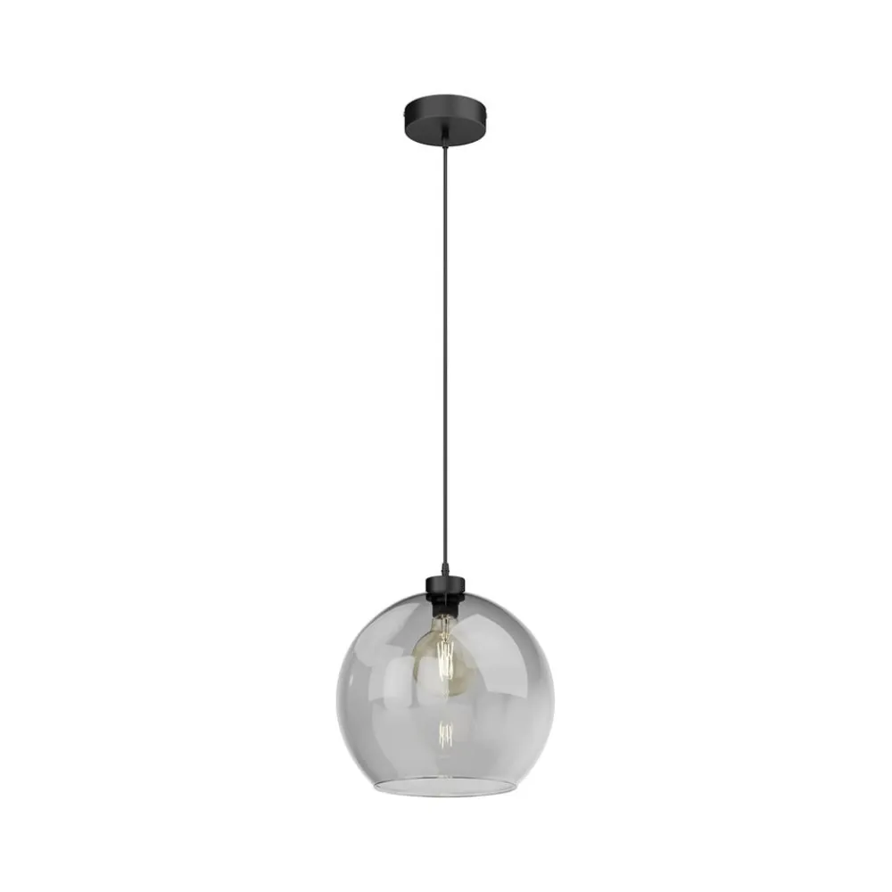 TK Lighting Pendellamper|Pendellamper > Hængelampe Cubus, røggrå, glas, Ø 30 cm, E27