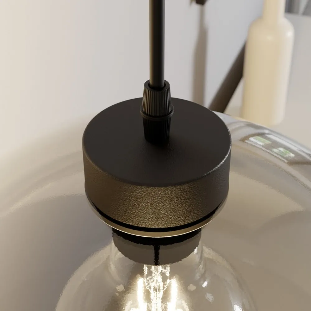 TK Lighting Pendellamper|Pendellamper > Hængelampe Cubus, røggrå, glas, Ø 30 cm, E27