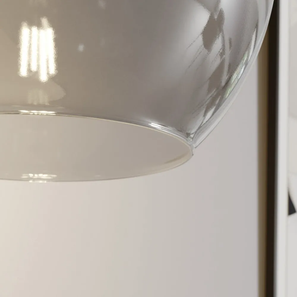 TK Lighting Pendellamper|Pendellamper > Hængelampe Cubus, røggrå, glas, Ø 30 cm, E27