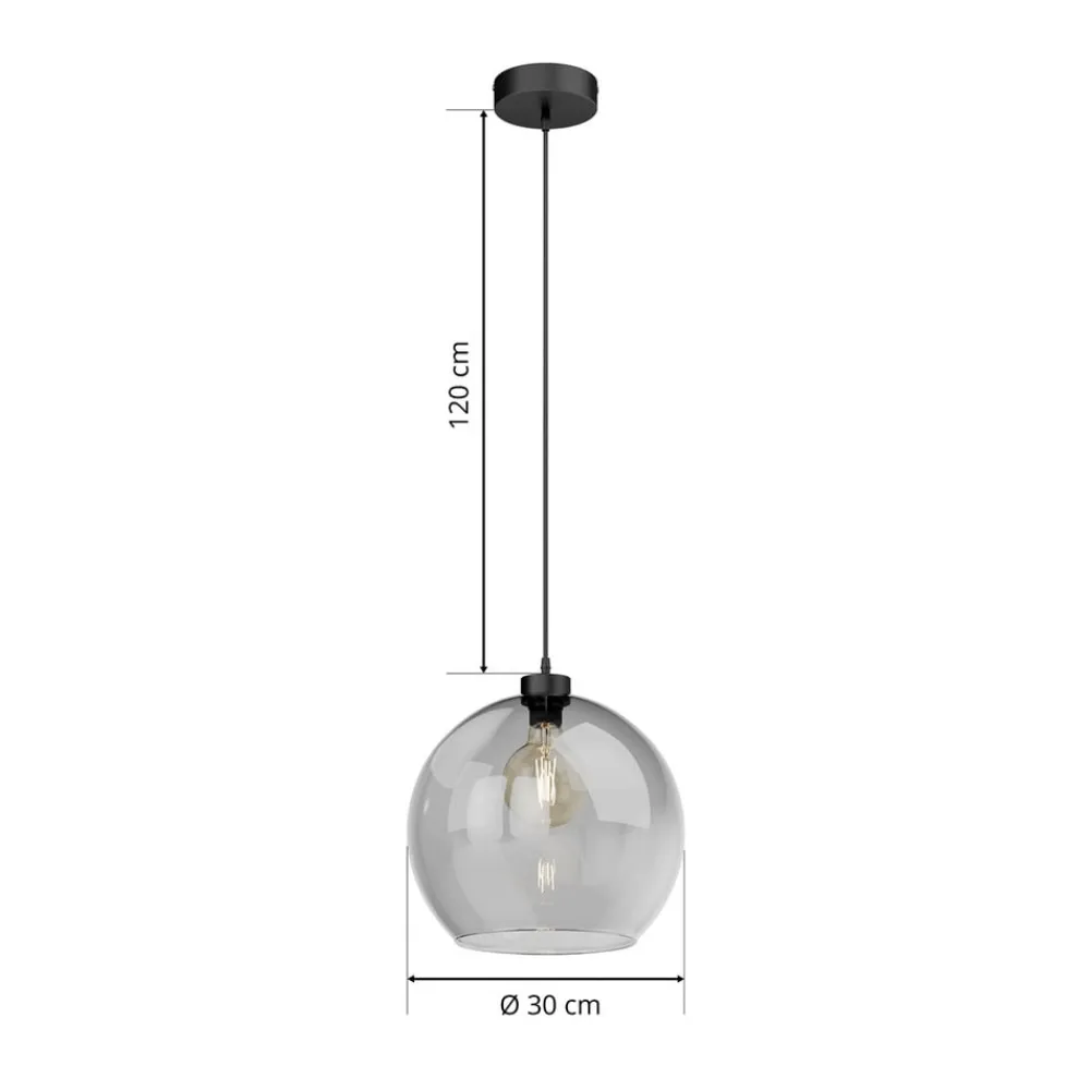TK Lighting Pendellamper|Pendellamper > Hængelampe Cubus, røggrå, glas, Ø 30 cm, E27