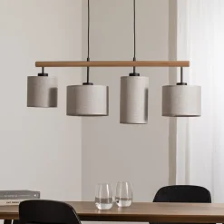 Pendellamper ^ TK Lighting Hængelampe Deva Nature, 4 lyskilder, tekstil