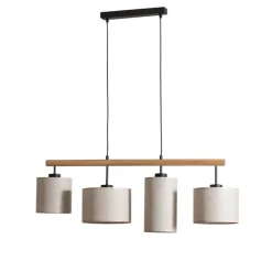 Pendellamper ^ TK Lighting Hængelampe Deva Nature, 4 lyskilder, tekstil