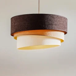 Duolla Pendellamper > Hængelampe Devon, brun/beige/ecru/guld Ø45cm