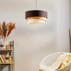 Duolla Pendellamper > Hængelampe Devon, brun/beige/ecru/guld Ø45cm