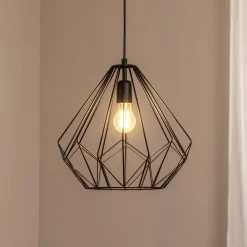 Opviq Gang|Pendellamper > Hængelampe Diamond, sort, metal, Ø 37 cm, E27
