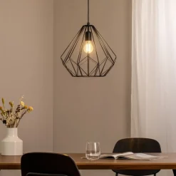 Opviq Gang|Pendellamper > Hængelampe Diamond, sort, metal, Ø 37 cm, E27