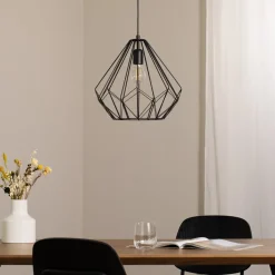 Opviq Gang|Pendellamper > Hængelampe Diamond, sort, metal, Ø 37 cm, E27