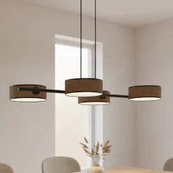 EMIBIG LIGHTING Pendellamper > Hængelampe Drumz 4, brun, stof/stål, længde 80 cm, E14