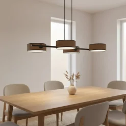 EMIBIG LIGHTING Pendellamper > Hængelampe Drumz 4, brun, stof/stål, længde 80 cm, E14