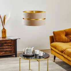 Duolla Pendellamper|Pendellamper > Hængelampe Duo, beige/guld, Ø40cm, 1 lyskilde