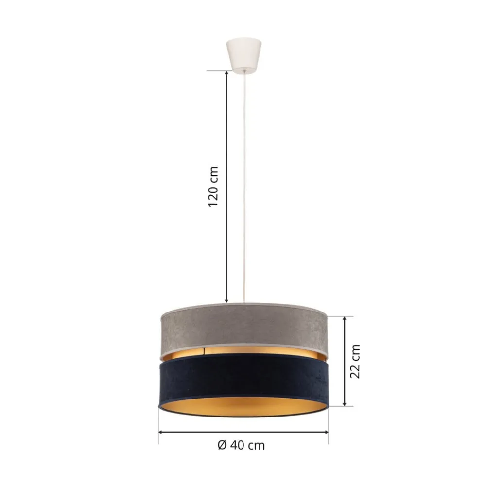 Duolla Pendellamper > Hængelampe Duo marineblå/grå/guld Ø40cm 1flammig