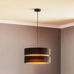 Pendellamper ^ Duolla Hængelampe Duo, sort/guld, Ø40cm, 1 lyskilde