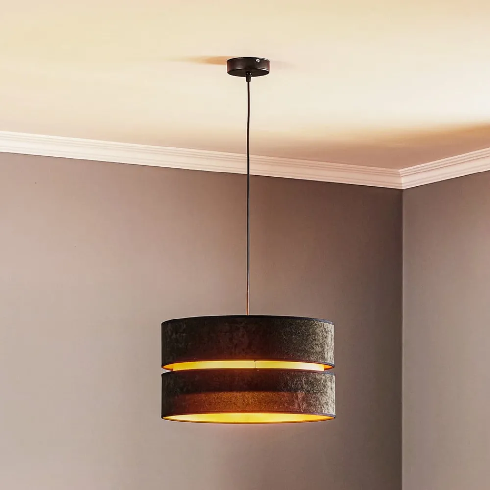 Pendellamper ^ Duolla Hængelampe Duo, sort/guld, Ø40cm, 1 lyskilde