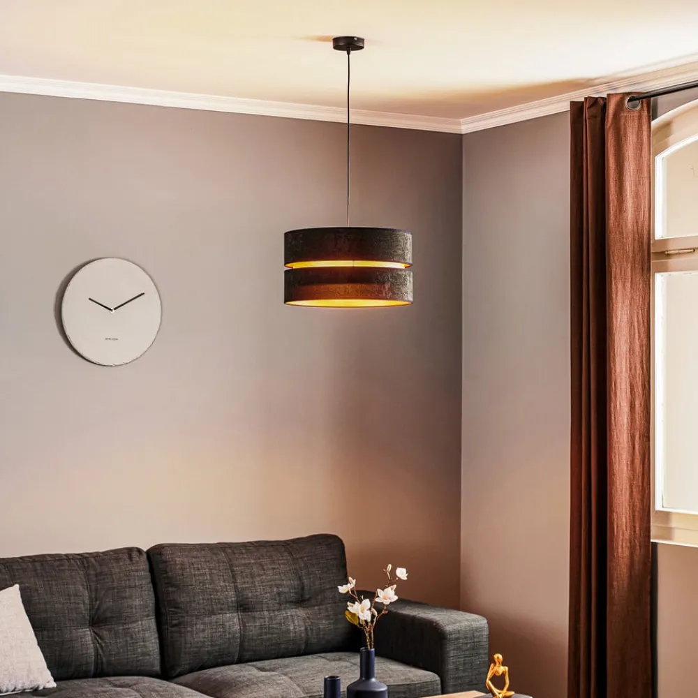 Pendellamper ^ Duolla Hængelampe Duo, sort/guld, Ø40cm, 1 lyskilde