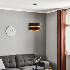 Pendellamper ^ Duolla Hængelampe Duo, sort/guld, Ø40cm, 1 lyskilde