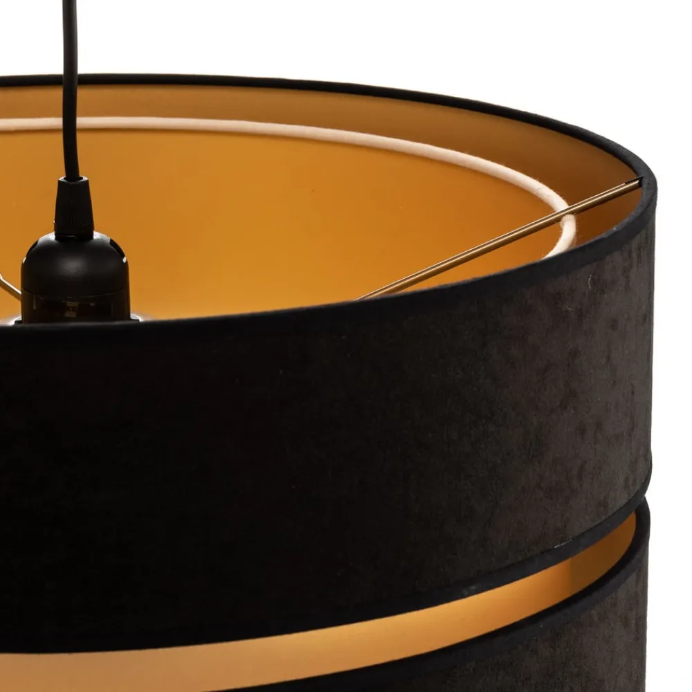 Pendellamper ^ Duolla Hængelampe Duo, sort/guld, Ø40cm, 1 lyskilde