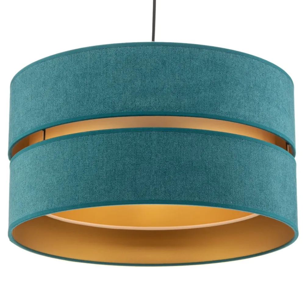 Pendellamper ^ Duolla Hængelampe Duo, turkis/guld, Ø40cm, 1 lyskilde