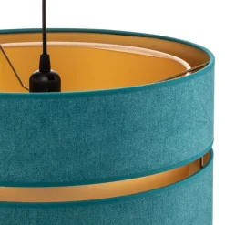 Pendellamper ^ Duolla Hængelampe Duo, turkis/guld, Ø40cm, 1 lyskilde