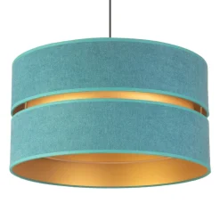 Pendellamper ^ Duolla Hængelampe Duo, turkis/guld, Ø40cm, 1 lyskilde