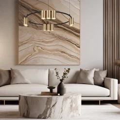 Eko-Light Arbejdsrum/Kontor|Pendellamper > Hængelampe Genesis, aluminium, sort/guld, 10 x GU10, Ø 60 cm