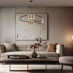 Eko-Light Arbejdsrum/Kontor|Pendellamper > Hængelampe Genesis, aluminium, sort/guld, 10 x GU10, Ø 60 cm