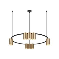 Eko-Light Arbejdsrum/Kontor|Pendellamper > Hængelampe Genesis, aluminium, sort/guld, 10 x GU10, Ø 60 cm