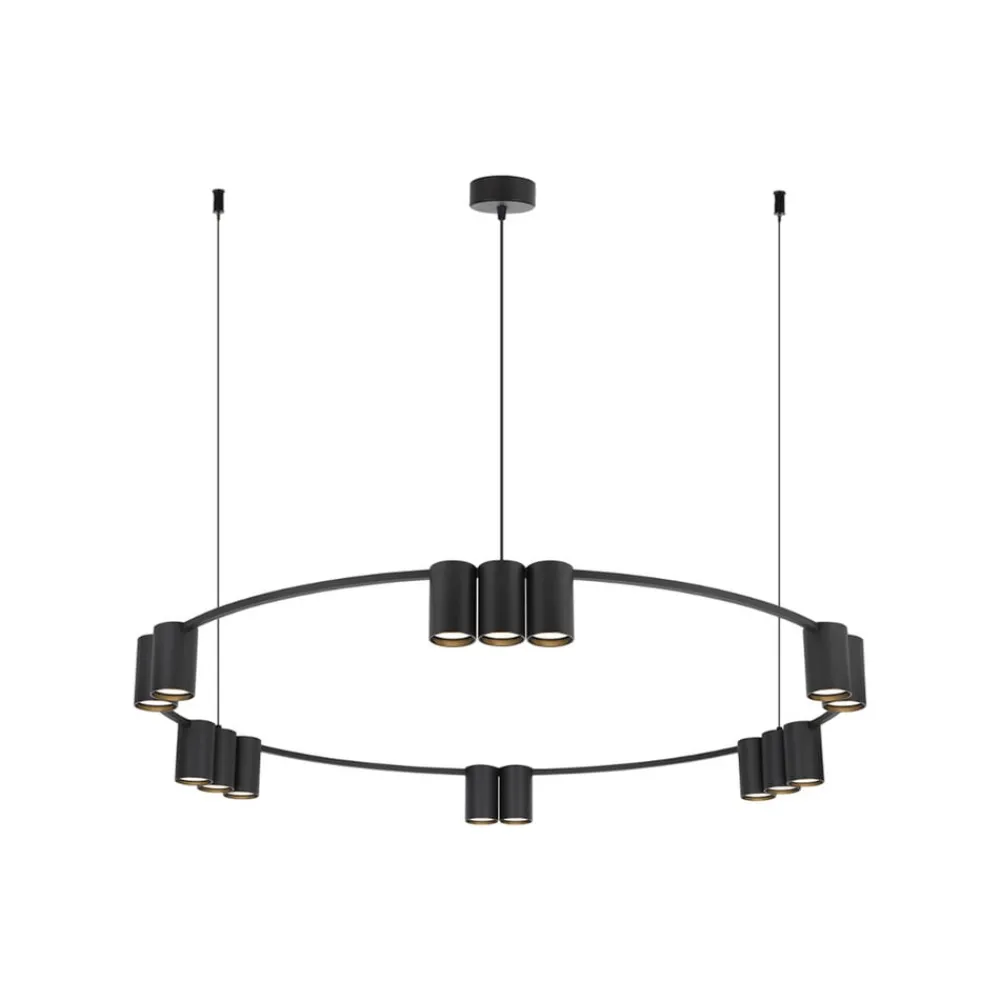 Eko-Light Arbejdsrum/Kontor > Hængelampe Genesis, aluminium, sort, 15 x GU10, Ø 100 cm