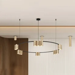 Eko-Light Arbejdsrum/Kontor|Pendellamper > Hængelampe Genesis, aluminium, sort/guld, 15 x GU10, Ø 100 cm