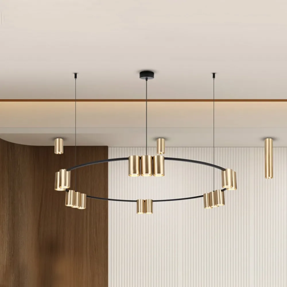 Eko-Light Arbejdsrum/Kontor|Pendellamper > Hængelampe Genesis, aluminium, sort/guld, 15 x GU10, Ø 100 cm
