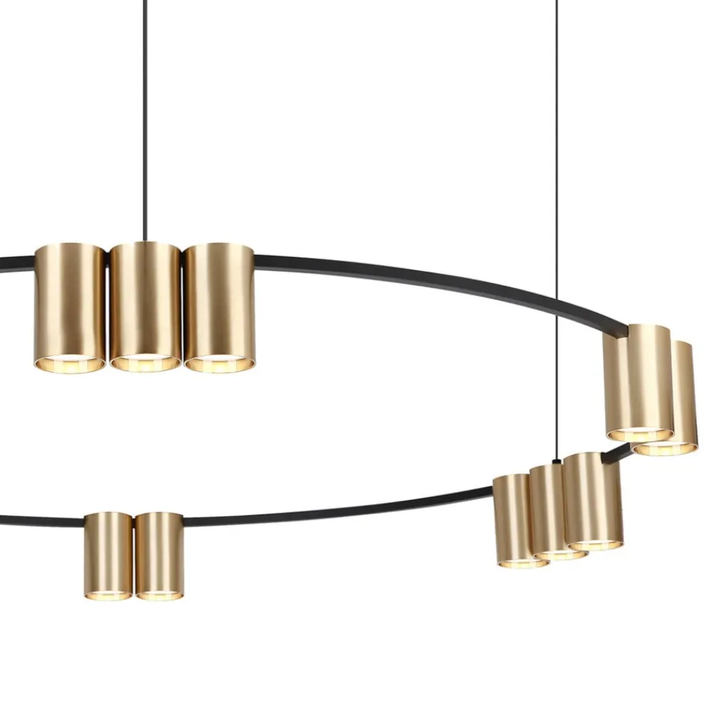 Eko-Light Arbejdsrum/Kontor|Pendellamper > Hængelampe Genesis, aluminium, sort/guld, 15 x GU10, Ø 100 cm