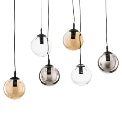Pendellamper|Pendellamper ^ EMIBIG LIGHTING Hængelampe Glassy, 6 lyskilder, grafit/amber/klar, glas, 75 cm