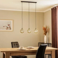 EMIBIG LIGHTING Pendellamper > Hængelampe Glassy, 3 lyskilder, lige, sort, grafit, glas
