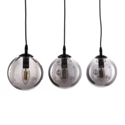 EMIBIG LIGHTING Pendellamper > Hængelampe Glassy, 3 lyskilder, lige, sort, grafit, glas