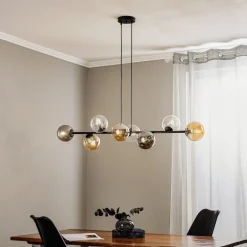EMIBIG LIGHTING Pendellamper|Pendellamper > Hængelampe Glassy, 8 lyskilder, sort, grafit/amber/klar