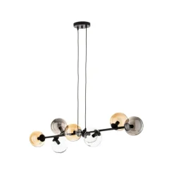 EMIBIG LIGHTING Pendellamper|Pendellamper > Hængelampe Glassy, 8 lyskilder, sort, grafit/amber/klar