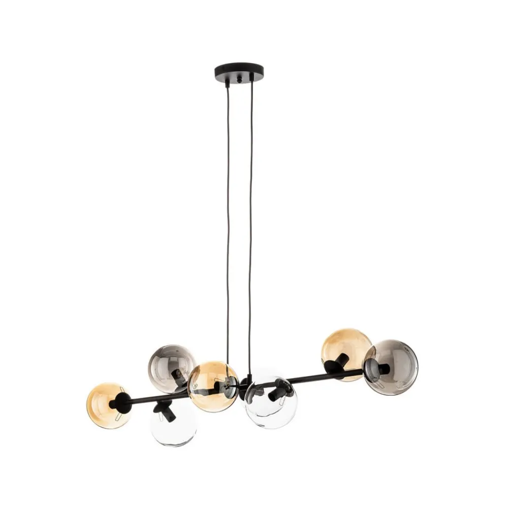 EMIBIG LIGHTING Pendellamper|Pendellamper > Hængelampe Glassy, 8 lyskilder, sort, grafit/amber/klar