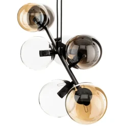 EMIBIG LIGHTING Pendellamper|Pendellamper > Hængelampe Glassy, 8 lyskilder, sort, grafit/amber/klar