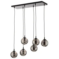 EMIBIG LIGHTING Pendellamper > Hængelampe Glassy, 6 lyskilder, sort, grafit, glas, 75 cm