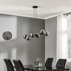 Pendellamper|Pendellamper ^ EMIBIG LIGHTING Hængelampe Glassy, 6 lyskilder, sort, grafit, glas, 110 cm